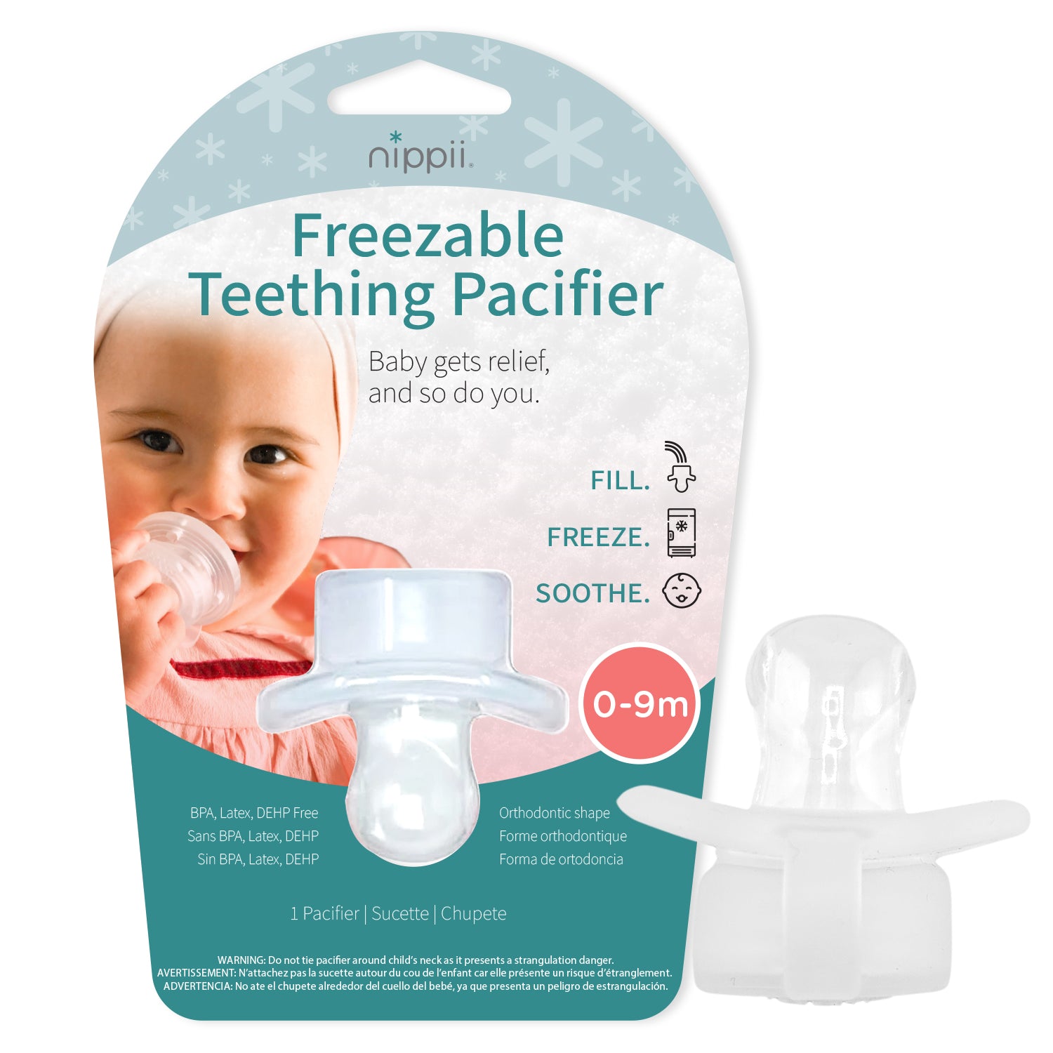 Orthodontic Freezable Pacifier for Baby Teething Relief BPA Free