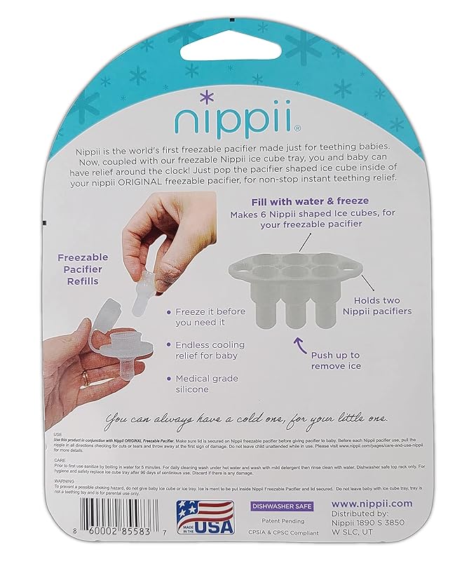 Nippii Original Freezable Teether Pacifier & Ice Cube Tray Bundle BPA