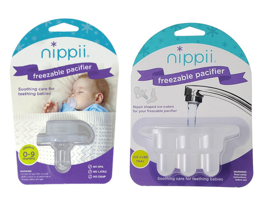Nippii Original Freezable Pacifier and Ice Cube Tray Bundle.
